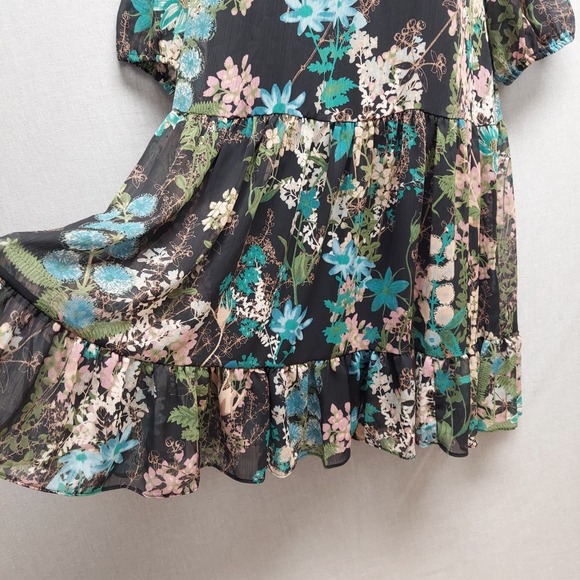 Melonie T Dress Floral Tiered Ruffle Neck Whimsigoth Fairy Goth Cottagecore M - Picture 4 of 16